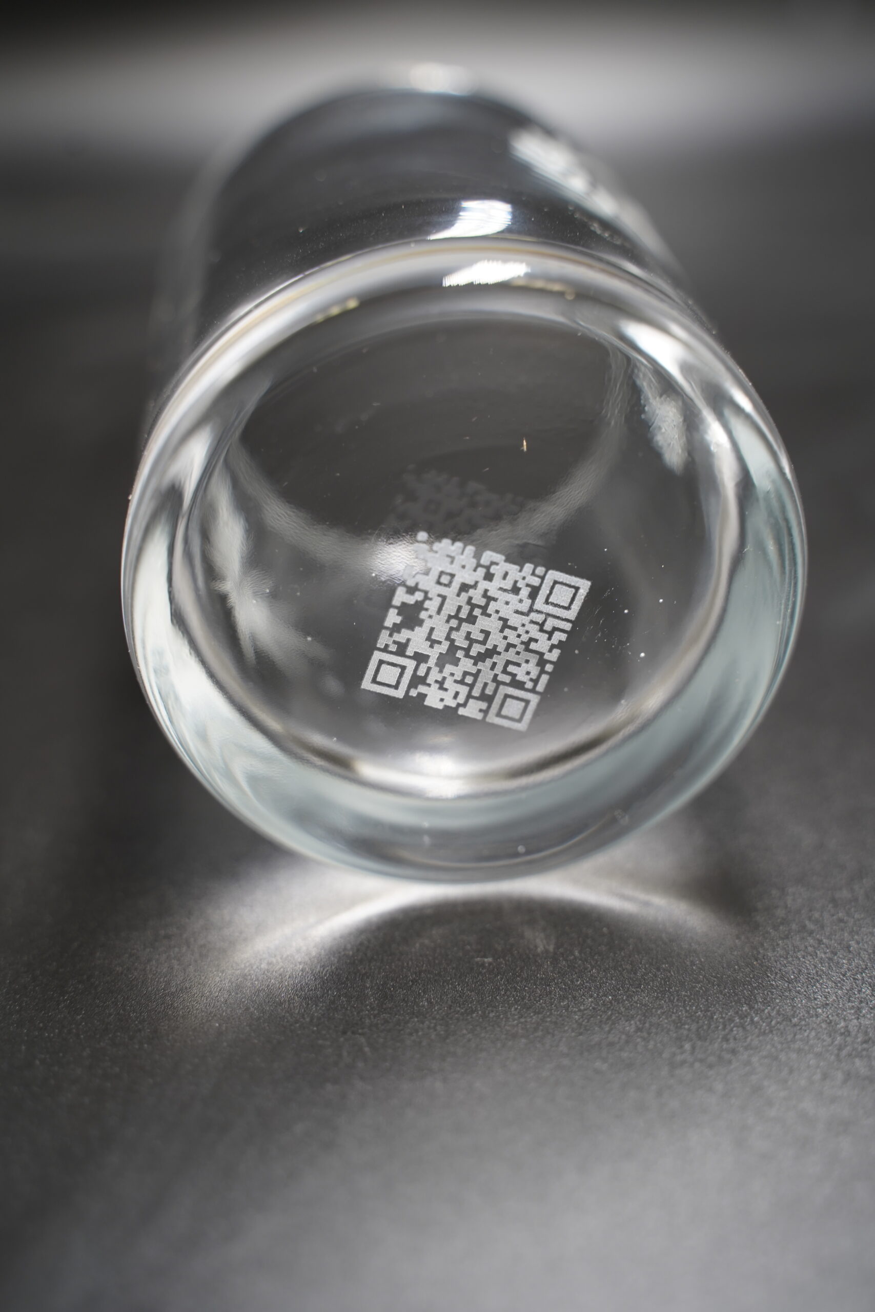 Engraved glass with barcode